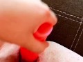 Premium Snapchat model cumming all over her big pink dildo