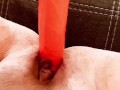 Premium Snapchat model cumming all over her big pink dildo