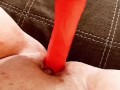 Premium Snapchat model cumming all over her big pink dildo