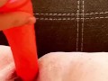 Premium Snapchat model cumming all over her big pink dildo