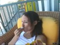 Teen Flashing Her Panties and Feet Eating a Banana