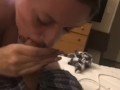 Husband gives facial all over slutty wife
