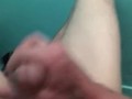 Husband stroking his fat cock for me and cumming