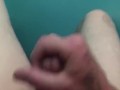 Husband stroking his fat cock for me and cumming