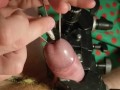 Extreme CBT Clamped Cock Peehole Stretched wide & tortured with a Cigarette