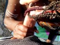Ebony in tribal paint interracial suck and fuck outside creampie & piss POV
