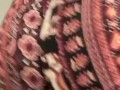 Booty jiggle in those pattern leggings close up