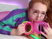 slutty step-sister sucks & throat fucks you with a slinky, gets huge facial