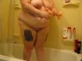 Big Girl in the Shower with HUGE Dildo
