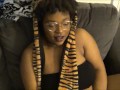 Cute Nerdy Ebony Caught Humping the Couch