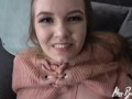 Girl plays with vibrator with Cum on her face after getting Fucked doggy!