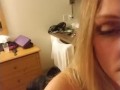Hot RaeJae gives throatfucking faceslapping rough blowjob and cum in mouth