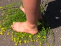 bare legs and hairy pussy outdoors