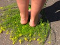 bare legs and hairy pussy outdoors