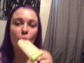 Young slut eats Daddy's cum popsicle (BDSM) (Kinky)