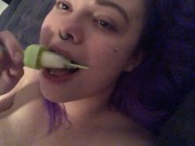 Young slut eats Daddy's cum popsicle (BDSM) (Kinky)