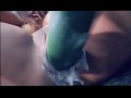 Michelle is in the bathroom fucking a cucumber