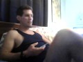 young muscular big cock 9in jackin off with a little help