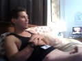 young muscular big cock 9in jackin off with a little help