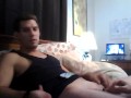 young muscular big cock 9in jackin off with a little help