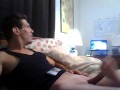 young muscular big cock 9in jackin off with a little help