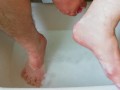 Washing the tools now with pink shampoo and heart sponge