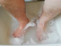 Washing the tools now with pink shampoo and heart sponge