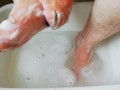 Washing the tools now with pink shampoo and heart sponge