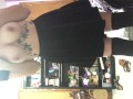 Goth girl strip teases you and shows tight pussy