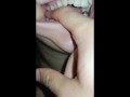 girl biting hard finger