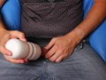 Solo masturbating using fleshlight with cumshot