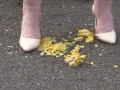Crush-fetish. Thick legs in heels crushed the corn mercilessly.