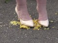 Crush-fetish. Thick legs in heels crushed the corn mercilessly.