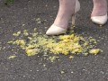 Crush-fetish. Thick legs in heels crushed the corn mercilessly.