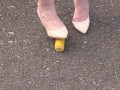 Crush-fetish. Thick legs in heels crushed the corn mercilessly.