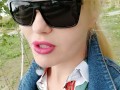 Risky tit flashes in a public park, a sweet voiced blondie