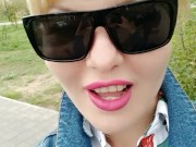 Risky tit flashes in a public park, a sweet voiced blondie