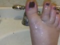 Foot washing in sink