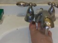 Foot washing in sink