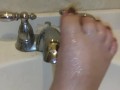 Foot washing in sink