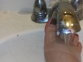 Foot washing in sink