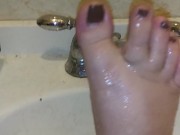 Foot washing in sink