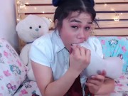 Lila Jordan spits on her feet