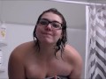 sister shames little stepbro for on her in the shower Quickie