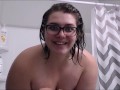 sister shames little stepbro for on her in the shower Quickie