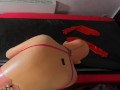 Rubberdoll get in Vacbed with gloves