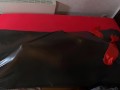 Rubberdoll get in Vacbed with gloves