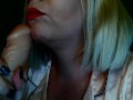 Poppy Daniels Red Lips Sucking on your cock
