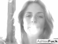 Sexy Ashlee Graham smokes while showing off her natural tits