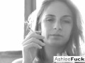 Sexy Ashlee Graham smokes while showing off her natural tits